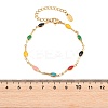 304 Stainless Steel Enamel Teardrop Link Chain Bracelets for Women BJEW-D460-12G-4