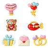 7Pcs 7 Styles Ring/Box/Lock/Envelope/Bear/Balloon/Hot Air Balloon Valentine's Day Theme Opaque Resin Decoden Cabochons RESI-FS0001-69-1