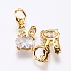 Brass Micro Pave Cubic Zirconia Bunny Charms X-RB-I077-19G-RS-2