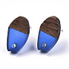 Transparent Resin & Walnut Wood Stud Earring Findings MAK-N032-010A-A01-2