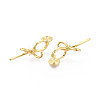 Bowknot Brass Clip-on Earring Findings for Half Drilled Beads KK-T071-10G-3