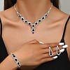 Teardrop Brass Rhinestone Necklaces & Link Bracelets & Stud Earring Sets FS-WGE0FD5-05-4