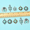 12Pcs 6 Styles Tibetan Style Alloy Pave Imitation Turquoise Pendants FIND-FS0002-81-5