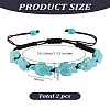 2Pcs Synthetic Turquoise Tortoise Braided Bead Bracelet BJEW-LP0001-03-2