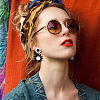 4 Pairs 4 Colors Acrylic Sunflower Dangle Stud Earrings EJEW-AN0002-99-4