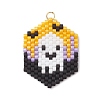 Hallowen Theme Glass Seed Beaded Pendants PALLOY-MZ00873-04-1