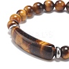 Natural Tiger Eye Beaded Stretch Bracelet BJEW-JB08879-04-4