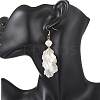 Petaline with Shell Shape Glass Seed & ABS Imitation Pearl Dangle Earrings EJEW-MZ00672-2