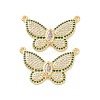 Brass Micro Pave Cubic Zirconia 2-Loop Pendants ZIRC-P106-48G-02-2