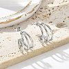 304 Stainless Steel Triple C-Shaped Stud Earrings for Women EJEW-C096-68P-02-1