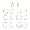 Kissitty 7 Pairs 7 Style Resin Pearl Beaded C-shape & Ring Dangle Stud Earrings FIND-KS0001-16-9