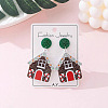 Christmas House Acrylic Dangle Stud Earrings with Glitter Powder for Women FS-WG63F56-02-1