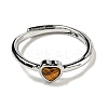 Heart Natural Tiger Eye Adjustable Rings RJEW-Q818-02P-02-3