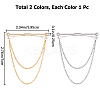 2Pcs 2 Colors Brass Hanging Chains Collar Pins Tie Clips AJEW-GF0007-55-2
