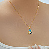 Brass Clear Cubic Zirconia and Black Enamel Rectangle with Oval Pendant Necklaces for Daily Wear AY5004-1-2