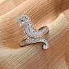 Brass Micro Pave Cubic Zirconia Adjustable Open Cuff Rings for Women RJEW-A072-03P-1