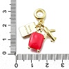 Brass Hot Pink Enamel Airplane Luggage Passport European Dangle Charms KK-K400-31G-3