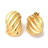 Stripe Oval Ion Plating(IP) 304 Stainless Steel Stud Earrings for Women EJEW-L287-026G-2