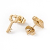 304 Stainless Steel Padlock and Skeleton Key Asymmetrical Earrings LS-EJEW-F286-02G-2