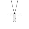 304 Stainless Steel Rectangle with Laser Cut Initial Pendant Necklaces FS-WG71FEF-04-1