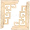 Natural Solid Wood Carved Onlay Applique Craft WOOD-FH0001-38-1