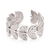 Non-Tarnish 304 Stainless Steel Leaf Wrap Open Cuff Ring for Women RJEW-C025-16P-3