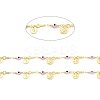 Glass Flat Round with Enamel Evil Eye Beaded Chains CHC-G017-23G-04-2