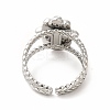 Tarnish Resistant 304 Stainless Steel Hamsa Hand Open Cuff Ring Settings LS-RJEW-B027-22P-3