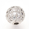 Brass Micro Pave Cubic Zirconia Beads ZIRC-Q013-12mm-142P-1