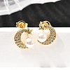 Moon Brass Micro Pave Clear Cubic Zirconia Stud Earrings EJEW-A135-31G-1