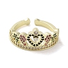 Brass Micro Pave Cubic Zirconia Open Cuff Rings RJEW-M170-10G-2