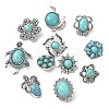 12Pcs 12 Styles Alloy Rhinestone & Resin Imitation Turquoise Snap Buttons BUTT-CJ0001-04-8