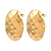 304 Stainless Steel Oval with Rhombus Stud Earrings EJEW-I320-21G-01-4