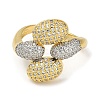 Rack Plating Brass Micro Pave Cubic Zirconia Cuff Finger Rings for Women RJEW-C114-16I-G-2