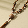 Bohemian Style Alloy with Wood Round Beaded Teardrop Tassel Mala Necklaces FS-WGF1DE6-01-4