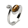 Natural Tiger EyeAdjustable Rings RJEW-K269-08P-02-2