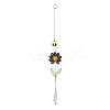 Alloy Enamel Bee & Glass Flower Crystal Suncatcher HJEW-TA00475-01-1