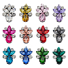 12Pcs 12 Colors Flower Rhinestone with Felt Iron on/Sew on Cloth Patches PATC-FG0003-24-1
