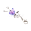 10Pcs Flower Angel Glass Pendant Decorations HJEW-JM03560-5