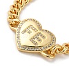 Brass Micro Pave Clear Cubic Zirconia Heart Cuban Link Chains Bracelets for Women BJEW-M322-01G-2