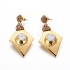 Natural Pearl Dangle Stud Earrings EJEW-F218-11G-1