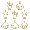 8Pcs 2 Style Brass Micro Pave Clear Cubic Zirconia Pendants KK-BC0010-32-1