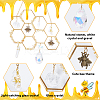 Brass Honeycomb & Yellow Quartz Chip Pendant Decorations HJEW-WH0069-33-3