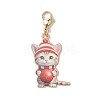 6Pcs 6 Styles Christmas Cat Alloy Enamel Pendant Decorations HJEW-JM02420-4