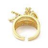 Rack Plating Brass Micro Pave Cubic Zirconia Open Cuff Rings RJEW-C076-08A-G-3