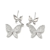 Rack Plating Brass Micro Pave Clear Cubic Zirconia Stud Earrings for Women EJEW-M260-13P-C-1