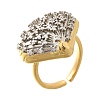 Brass Micro Pave Clear Cubic Zirconia Cuff Rings RJEW-U035-11GP-3