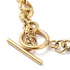 Ion Plating(IP) 304 Stainless Steel Textured Rolo Chain Bracelet BJEW-K226-02G-3