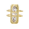 Cubic Zirconia Rectangle Open Cuff Ring RJEW-N037-015-01LG-1
