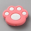 Cat Paw Print Food Grade Eco-Friendly Silicone Focal Beads LS-SIL-WH0012-040C-1